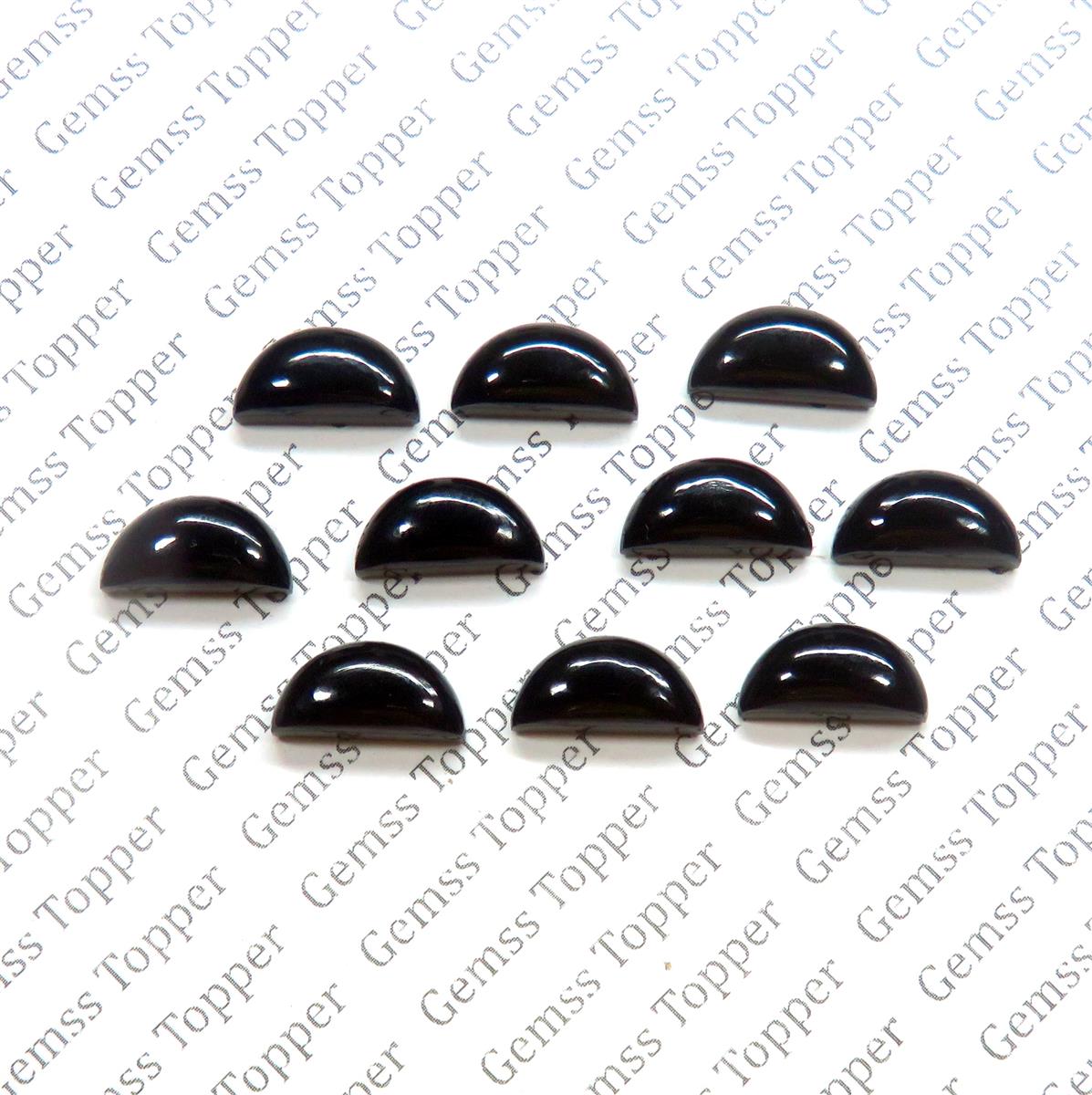 Black Onyx 6x12 mm D Shape Cabochon